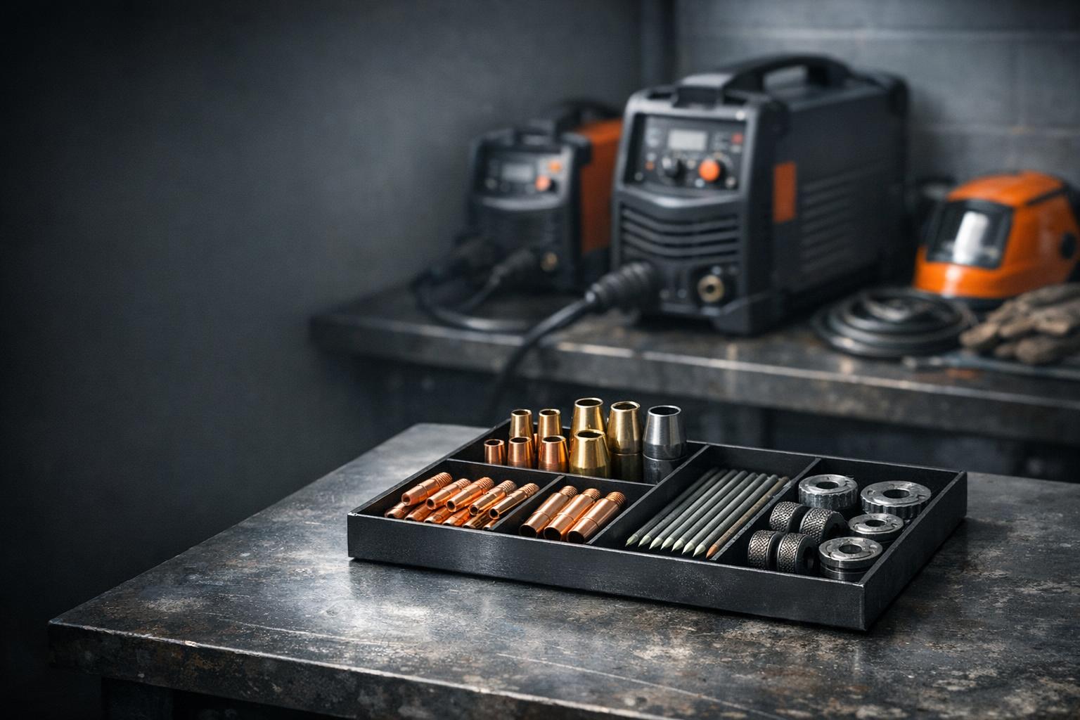Wire, tips, gas and the right gun. AI-generated editorial illustration.